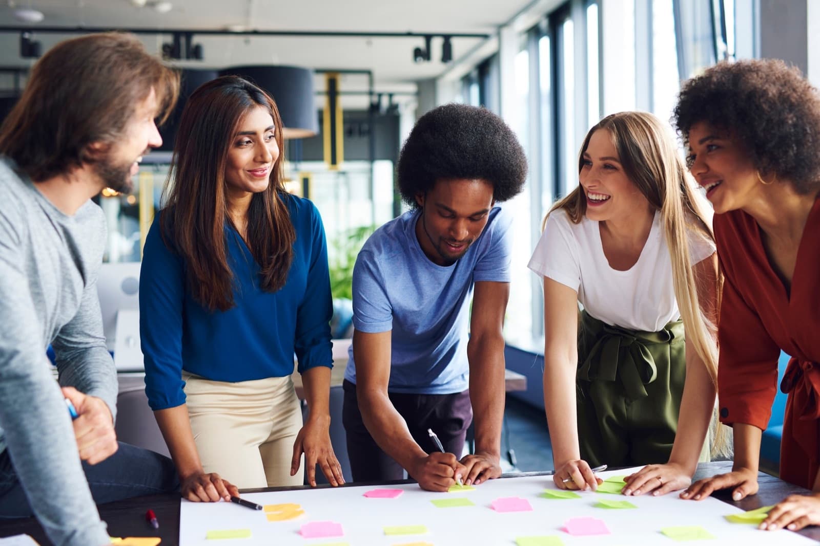 A team working through ideas together